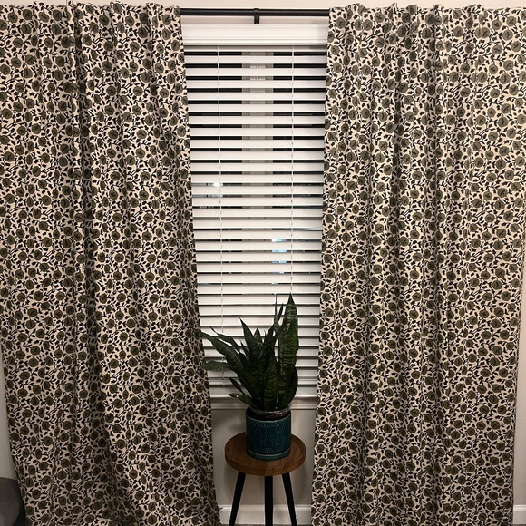 West Elm Patterned Curtains - Black and White - Picture 1 of 6